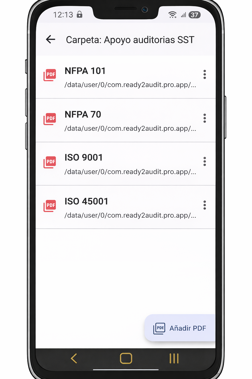 Captura de biblioteca de apoyo